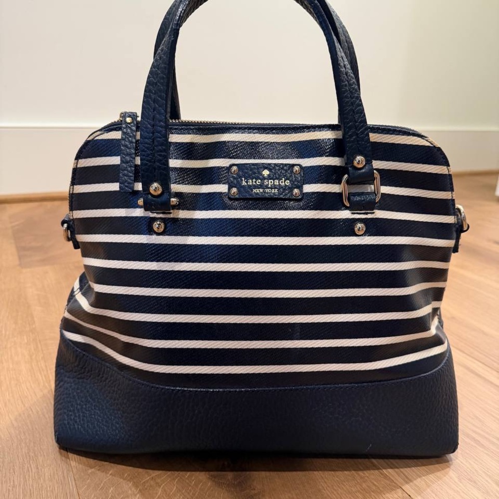 Kate Spade Navy and White Striped Satchel - Picture 2 of 2